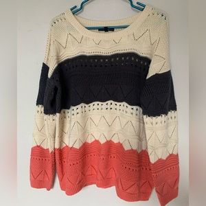 Oversized knit sweater, block colors